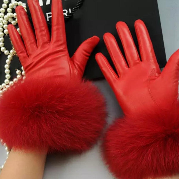 Queens Leather & Fur Gloves